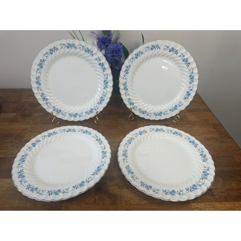 Vintage Johnson Brothers Snowhite Regency Dinner Plates Set of Four MCM Dining